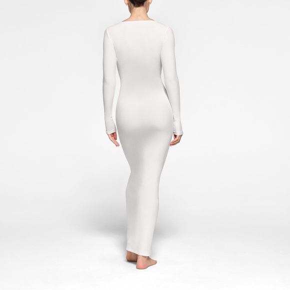 NWT SKIMS soft lounge crew neck long dress 4X in marble white - Picture 4 of 8
